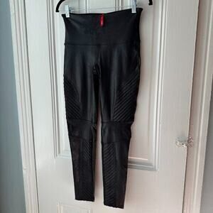Spanx Faux Leather Leggings Womens Large Black Pull On Pants Skinny